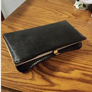 Chic Vintage Black Faux Leather Clutch